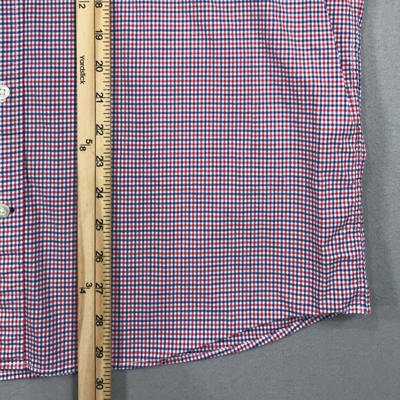Gap Untucked Shirt Men's XL Red White Blue Check Button Down Long Sleeve Stretch - Picture 11 of 12